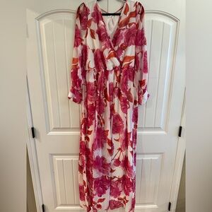 Pinkblush Floral Pink and Red Maxi Dress